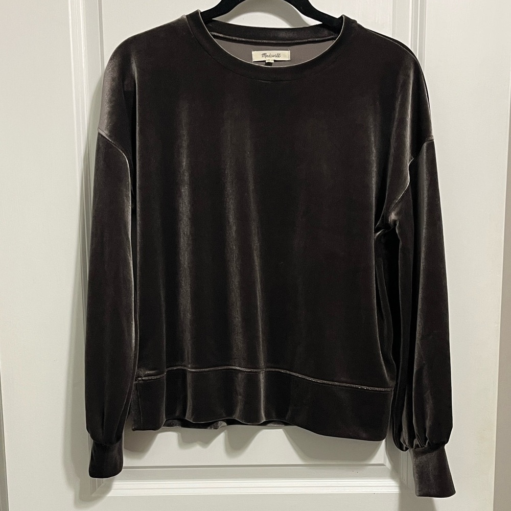 NWT Madewell Velvet Balloon Sleeve Sweatshirt Small - Picture 2 of 7